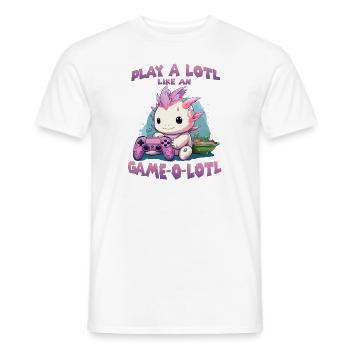 Kawaii Axolotl Anime T pour gamer hobby streamer - T-shirt homme - blanc - Devant - AI Model Male 178 dark (178cm)