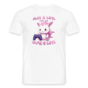 Cute Gamer T | Axolotl Gamer Outfit | Otaku Anime - Men's T-Shirt - white - Front - AI Model Male 178 dark (178cm)