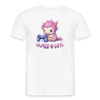 Kawaii Axolotl Gamer T | Anime Gamer T | Axolotl - T-shirt homme - blanc - Devant - AI Model Male 178 dark (178cm)