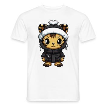 Tiger Winter Comic - Men's T-Shirt - white - Front - AI Model Male 178 dark (178cm)