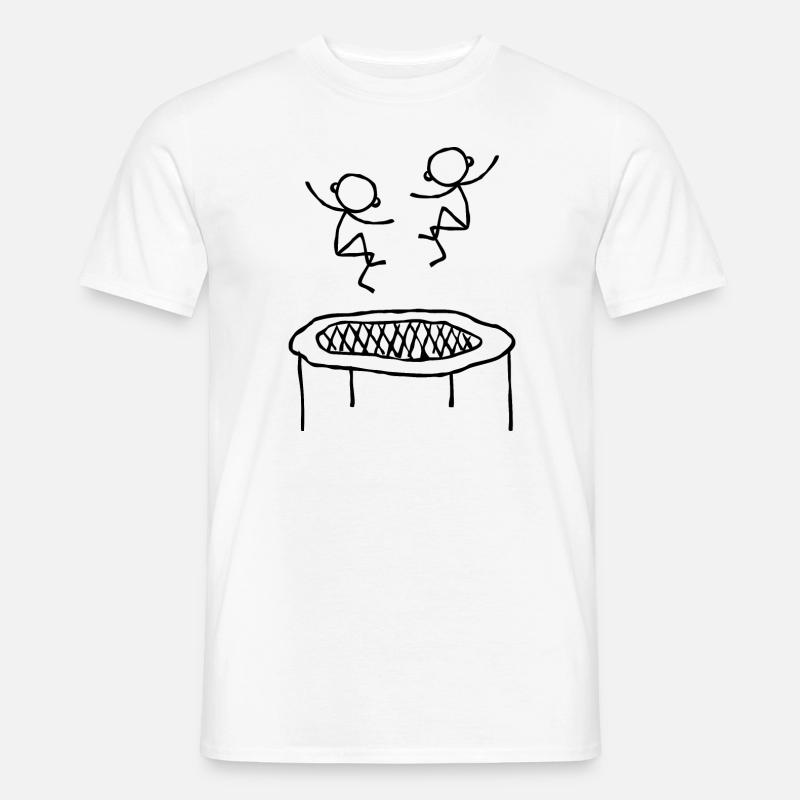 Zwei Trampolinspringer springen Trampolin - Männer T-Shirt - Weiß