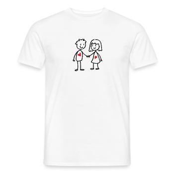 Couple in love gift cute stick figures - Men's T-Shirt - white - Front - AI Model Male 178 dark (178cm)