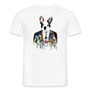 bouledogue, chien, grand danois, costume, graffiti, coloré - T-shirt homme - blanc - Devant - AI Model Male 178 dark (178cm)
