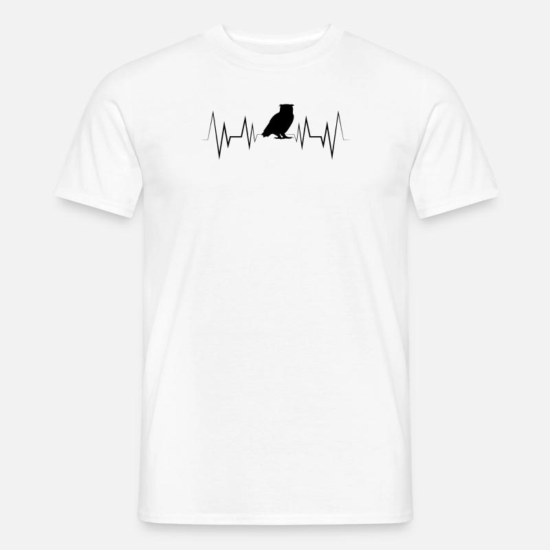 Herzschlag Eule Silhouette - Männer T-Shirt - Weiß