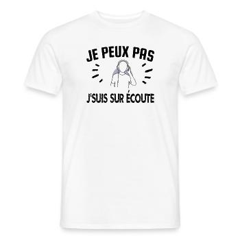 je peux pas je suis sur écoute - T-shirt homme - blanc - Devant - AI Model Male 178 dark (178cm)
