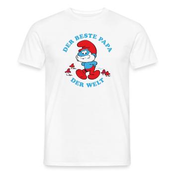 Schlümpfe Design Spruch Der Beste Papa Der Welt - Männer T-Shirt - Weiß - Vorne - AI Model Male 178 dark (178cm)