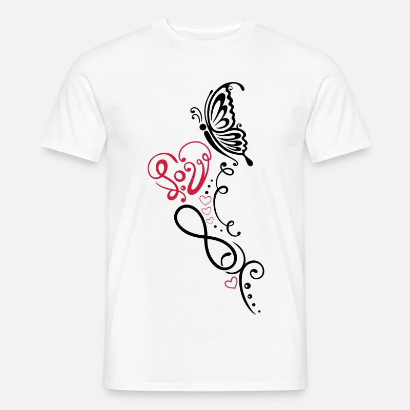 Herz mit Schmetterling, infinity - Männer T-Shirt - Weiß