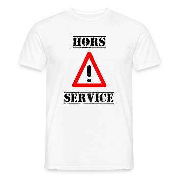 PANNEAU. DANGER. HORS SERVICE. HUMOUR. DRÔLE - T-shirt homme - blanc - Devant - AI Model Male 178 dark (178cm)