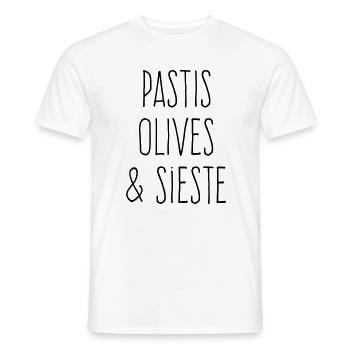 Pastis olives et sieste - Humour Sud - T-shirt homme - blanc - Devant - AI Model Male 178 dark (178cm)