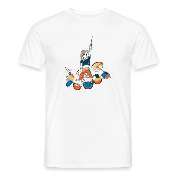 Drummer Kraftpose mit Trommeln - Männer T-Shirt - Weiß - Vorne - AI Model Male 178 dark (178cm)