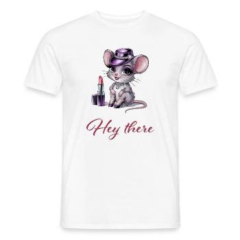 Hot Mouse with Glamour & Lipstick - Men's T-Shirt - white - Front - AI Model Male 178 dark (178cm)