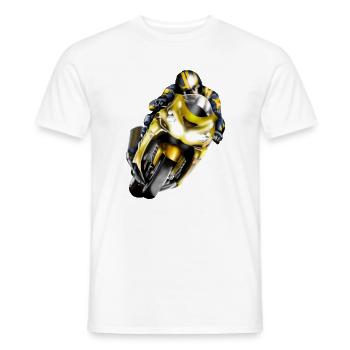 Racer on yellow machine - Men's T-Shirt - white - Front - AI Model Male 178 dark (178cm)