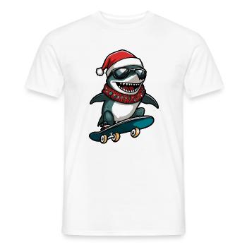 Shark Christmas Funny - Men's T-Shirt - white - Front - AI Model Male 178 dark (178cm)