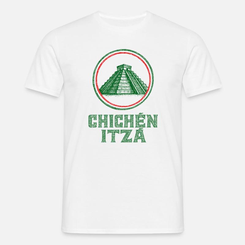 Chichén Itzá Tempel Flagge Mexiko - Männer T-Shirt - Weiß