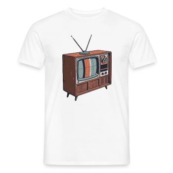 Vintage Retro Illustration TV - Men's T-Shirt - white - Front - AI Model Male 178 dark (178cm)
