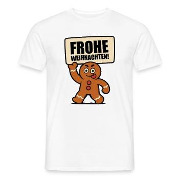 Lebkuchenmann Frohe Weihnachten  - Männer T-Shirt - Weiß - Vorne - AI Model Male 178 dark (178cm)