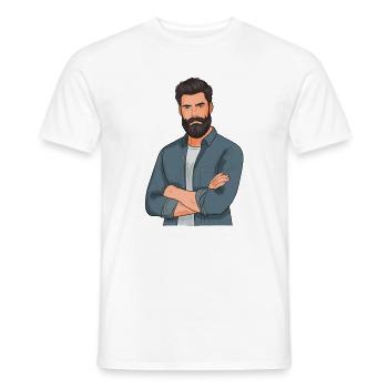 Style barbu en jean - T-shirt homme - blanc - Devant - AI Model Male 178 dark (178cm)