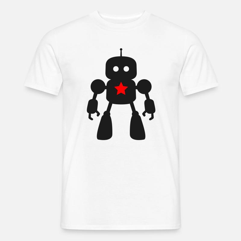 Roboter mit Stern KI Sci-Fi Nerd - Männer T-Shirt - Weiß