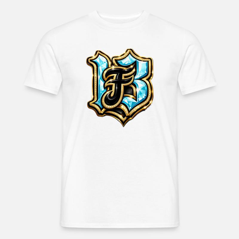 Edelstein-H Monogramm mit Glanzeffekt - Männer T-Shirt - Weiß