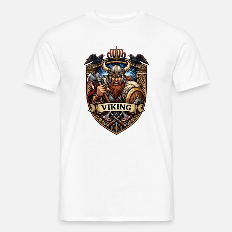 Vikinger Krieger Schildemblem - Männer T-Shirt - Weiß