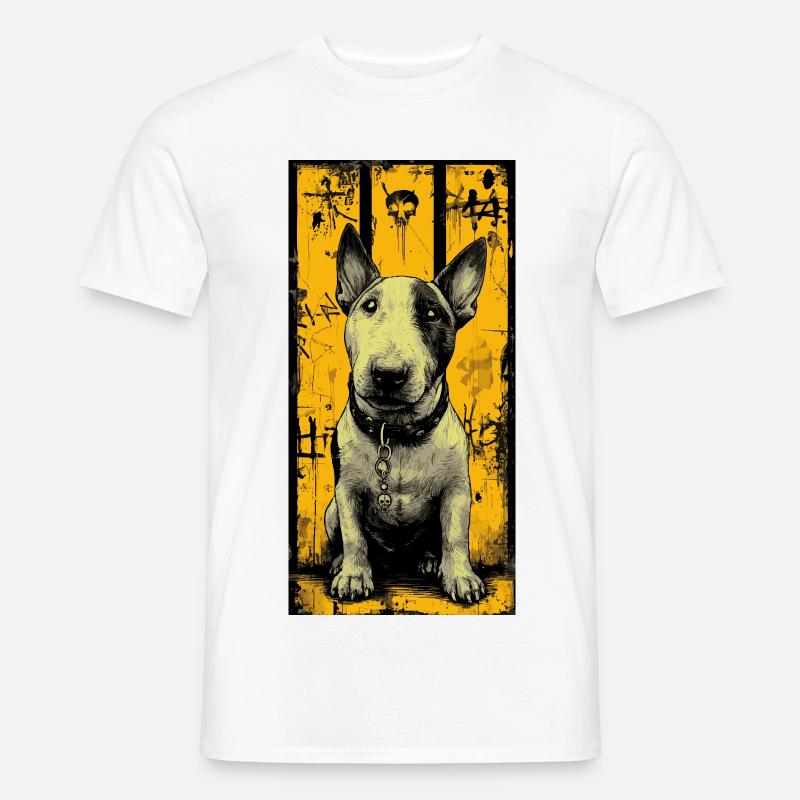 Bullterrier Schädel Grunge - Männer T-Shirt - Weiß