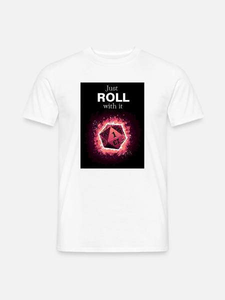 Just Roll With It Retro D20 Magenta Dice - Männer T-Shirt - Weiß
