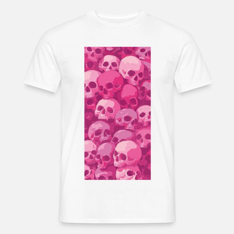 Pink Skull Muster - Männer T-Shirt - Weiß