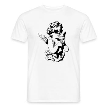 Un chérubin cool avec lunettes de soleil et glace - T-shirt homme - blanc - Devant - AI Model Male 178 dark (178cm)