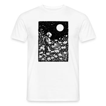 Roboter gießt leuchtende Blumen - Männer T-Shirt - Weiß - Vorne - AI Model Male 178 dark (178cm)