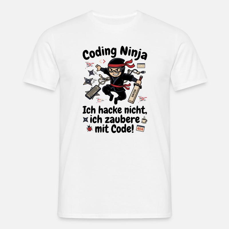 Coder Ninja Programmierer Humor - Männer T-Shirt - Weiß