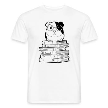 Meerschweinchen Bücher Nerd Kontur - Männer T-Shirt - Weiß - Vorne - AI Model Male 178 dark (178cm)