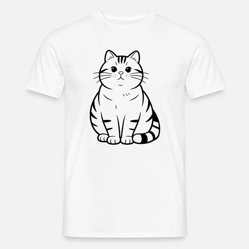 dicke süße Katze - Männer T-Shirt - Weiß