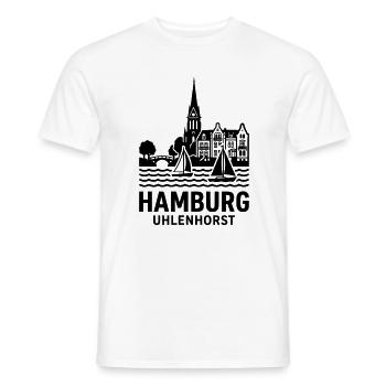 Hamburg Uhlenhorst Silhouette Alster - Männer T-Shirt - Weiß - Vorne - AI Model Male 178 dark (178cm)
