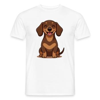 Chemise sourire en dessin animé Teckel mignon - T-shirt homme - blanc - Devant - AI Model Male 178 dark (178cm)
