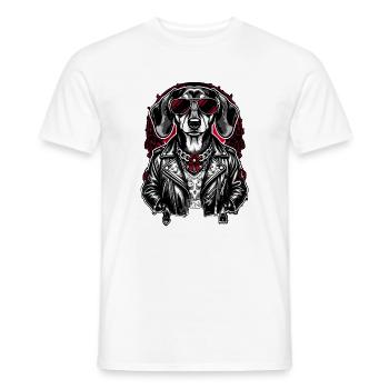 Style de tatouage Rock Dachshund – Streetwear audacieux - T-shirt homme - blanc - Devant - AI Model Male 178 dark (178cm)