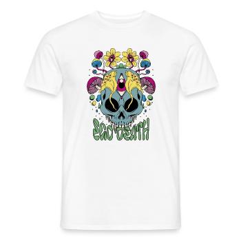 Psytrance Skull Ego Death – Rave-Outfit-Festival - Männer T-Shirt - Weiß - Vorne - AI Model Male 178 dark (178cm)