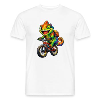Chamäleon auf dem Fahrrad - Männer T-Shirt - Weiß - Vorne - AI Model Male 178 dark (178cm)
