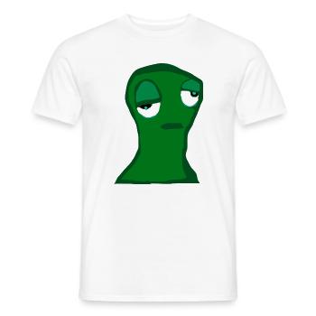 Müde grüne Figur – minimalistischer Cartoon,  Frus - Männer T-Shirt - Weiß - Vorne - AI Model Male 178 dark (178cm)