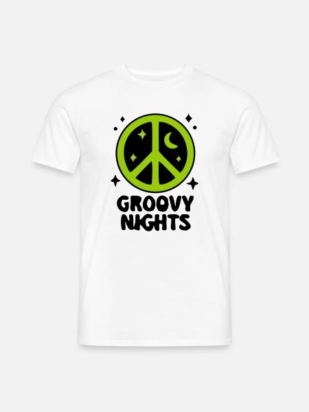 Groovy Peace Zeichen Logo - Männer T-Shirt - Weiß