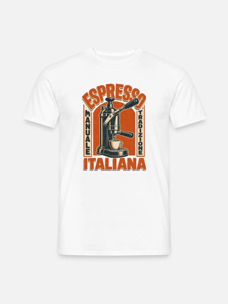 Espresso Manuale – Echte italienische Kaffeekunst - Männer T-Shirt - Weiß