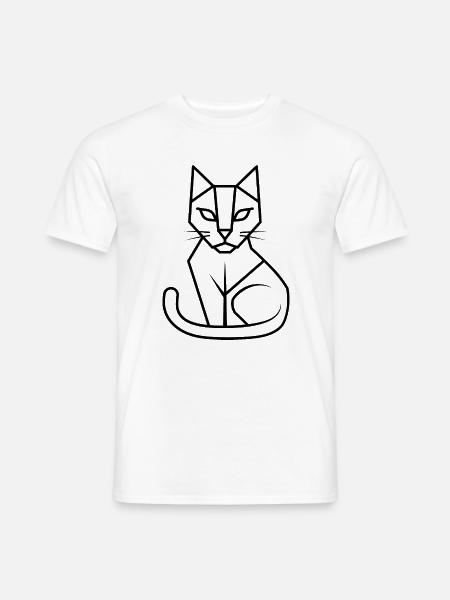 Katze Geometrie - Männer T-Shirt - Weiß