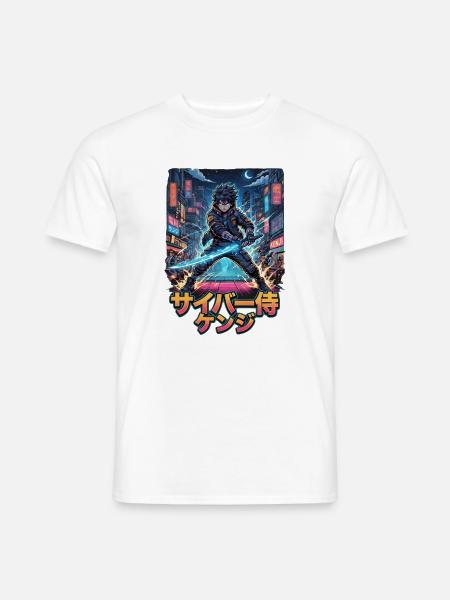 Cyber Samurai Kenji Neonklinge - Männer T-Shirt - Weiß