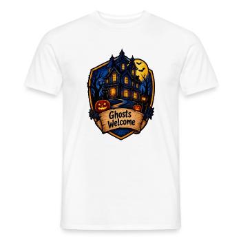 Geisterhaus Halloween Schild - Männer T-Shirt - Weiß - Vorne - AI Model Male 178 dark (178cm)