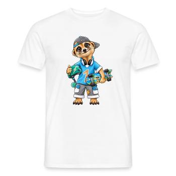 Skater Erdmännchen Coole Streetwear - Männer T-Shirt - Weiß - Vorne - AI Model Male 178 dark (178cm)