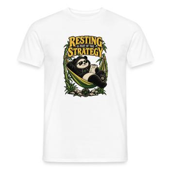 RobVibe Wild Club – Panda-Strategie - Männer T-Shirt - Weiß - Vorne - AI Model Male 178 dark (178cm)