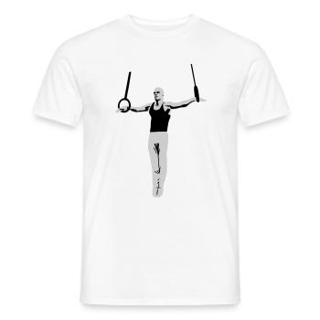 Gymnasts on Rings, Gymnastics - Men's Gymnastics - Men's T-Shirt - white - Front - AI Model Male 178 dark (178cm)