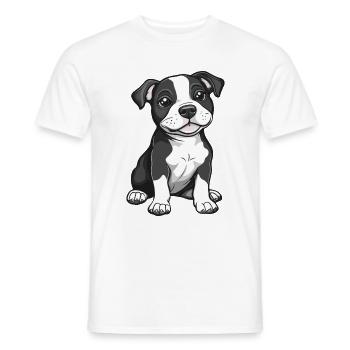 Pitbul Terrier Hund Comic Niedlich Pit - Männer T-Shirt - Weiß - Vorne - AI Model Male 178 dark (178cm)