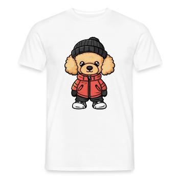 Caniche Chien Hiver - T-shirt homme - blanc - Devant - AI Model Male 178 dark (178cm)