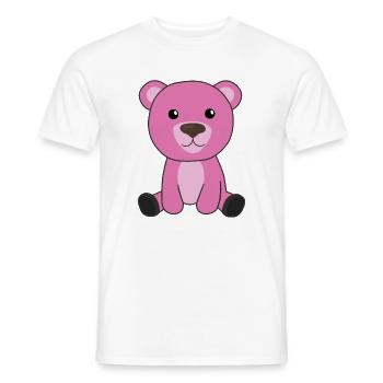 pink bear colorful bears cute animals teddy - Men's T-Shirt - white - Front - AI Model Male 178 dark (178cm)