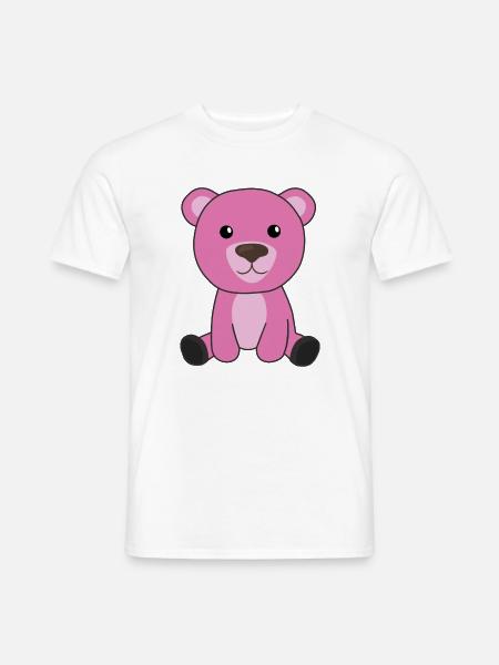 rosa Bär bunte Bärchen süß Tiere Teddy - Männer T-Shirt - Weiß